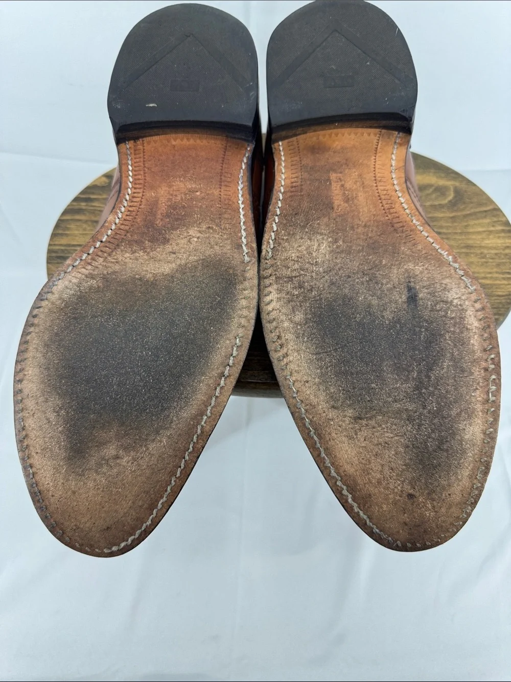 Allen Edmonds Mens Brookwood Leather Cap Toe Dress Shoes in Cognac, sz 11